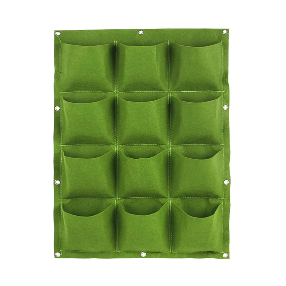 12 Pockets Vertical garden flowerpot flower wall hanging Planter grow pots Fabrics Planting Bags Green Pocket Gardening tools Q1 |