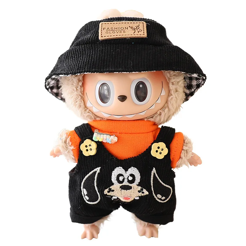 17cm Labubu I II Doll Clothing Cute Panda Strap Pants Set Sitting