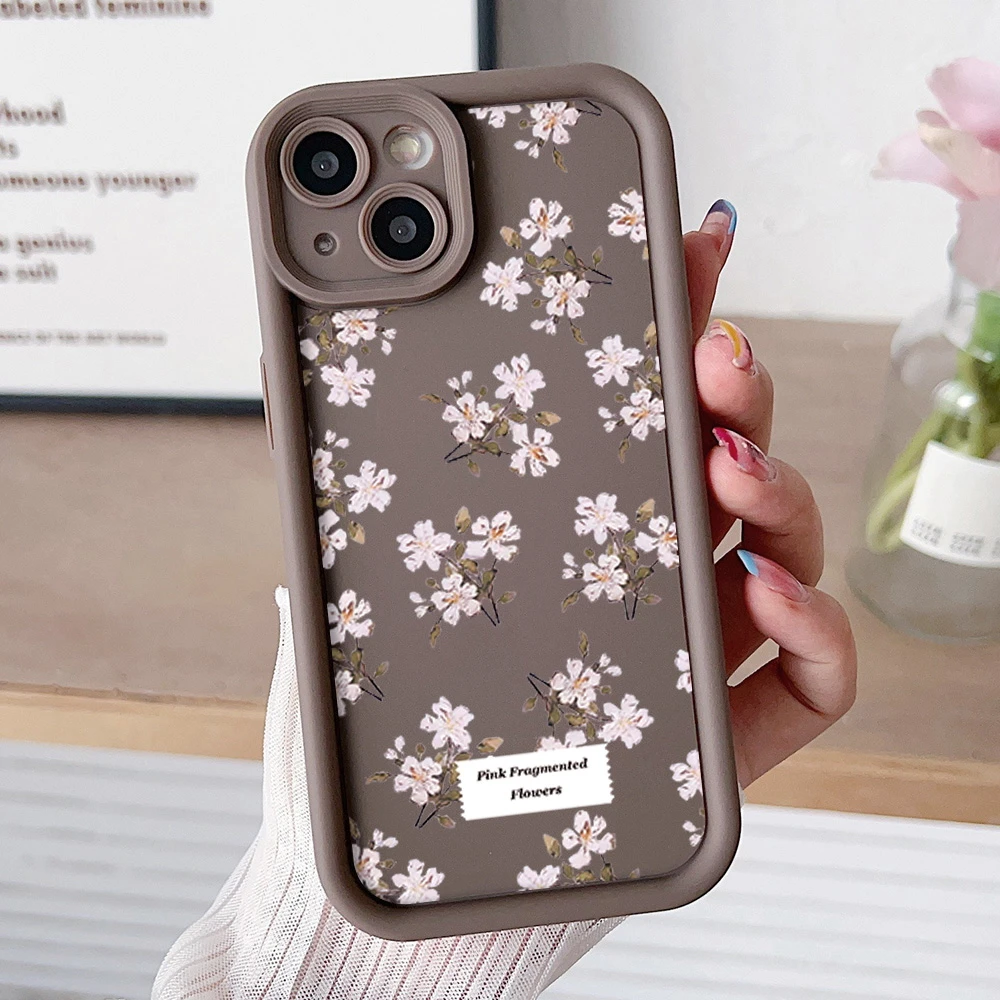 Wrist Chain Soft TPU Phone Case with Floral Lanyard Strap & Protective Back Cover