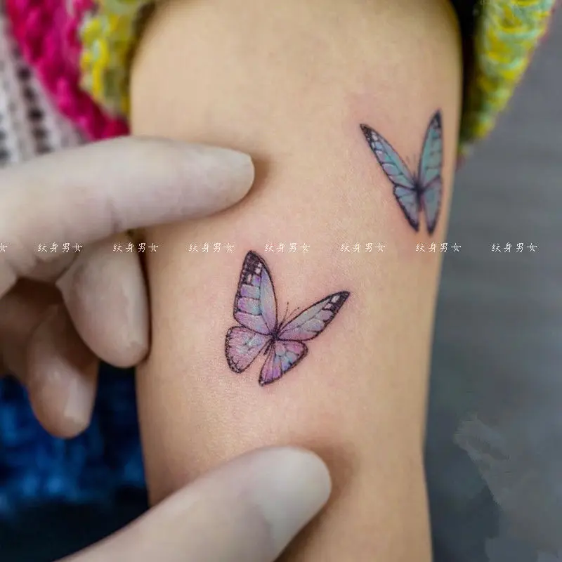 

Temporary Tattoo for Women Clavicle Arm Cute Butterfly Tattoo Shoulder Blue Purple Sexy Tattoos Art Waterproof Sticker Tatuaje