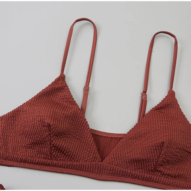 Sexy Plain Rib Bikini 2022 Swimwear Push Up Women Swimsuit Female Micro Thong Bikinis Set Summer Solid 2 Piece Bathing Suit cheeky bikini sets