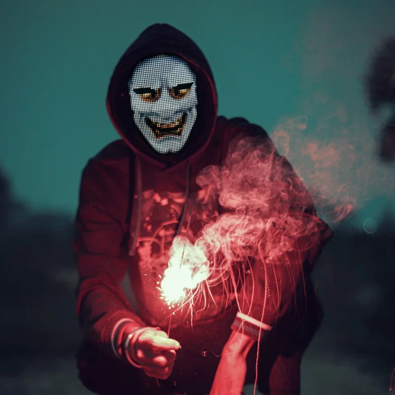 

Halloween Mask Creepy Face Changing Mask LED Editable Appshining Mask Lighting Mask Playing Prop Role Mask Party Decoration