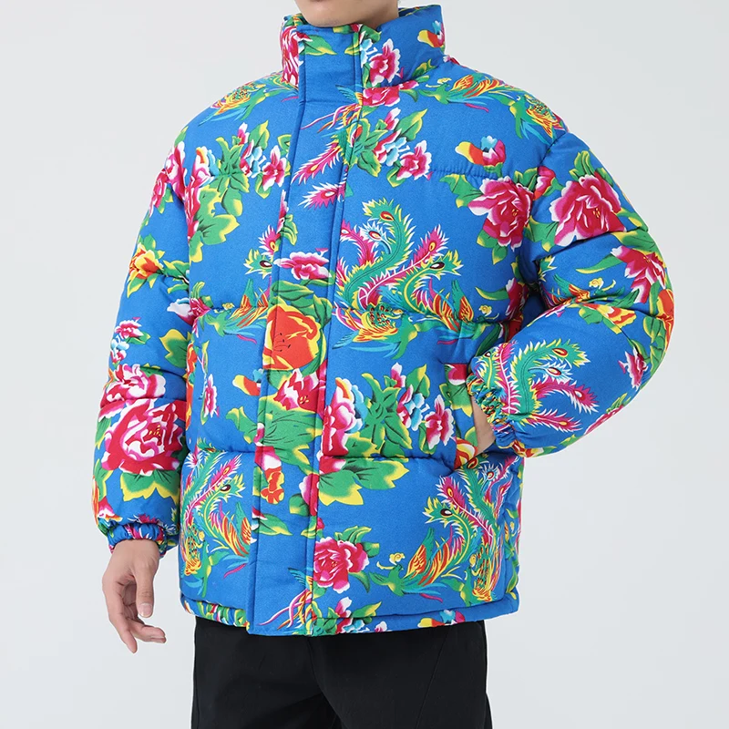 2023 Internet Celebrity Hot Selling Chinese Style Northeast Large Floral Oversized Cotton Jacket Thickened Warm Winter Coat