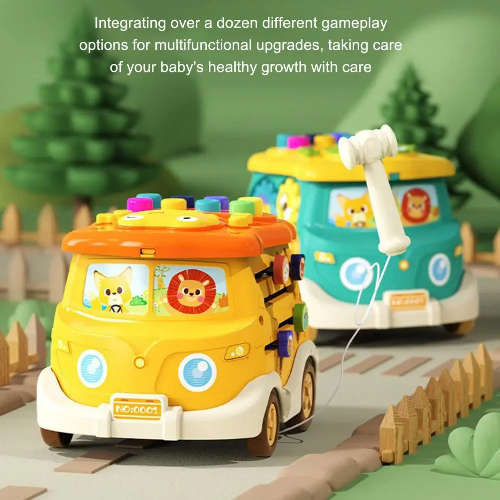 

Toddler Learning Toy Educational Musical School Bus Toy with Rotatable Gear Maze Game for Toddlers Fine Motor Skills Training