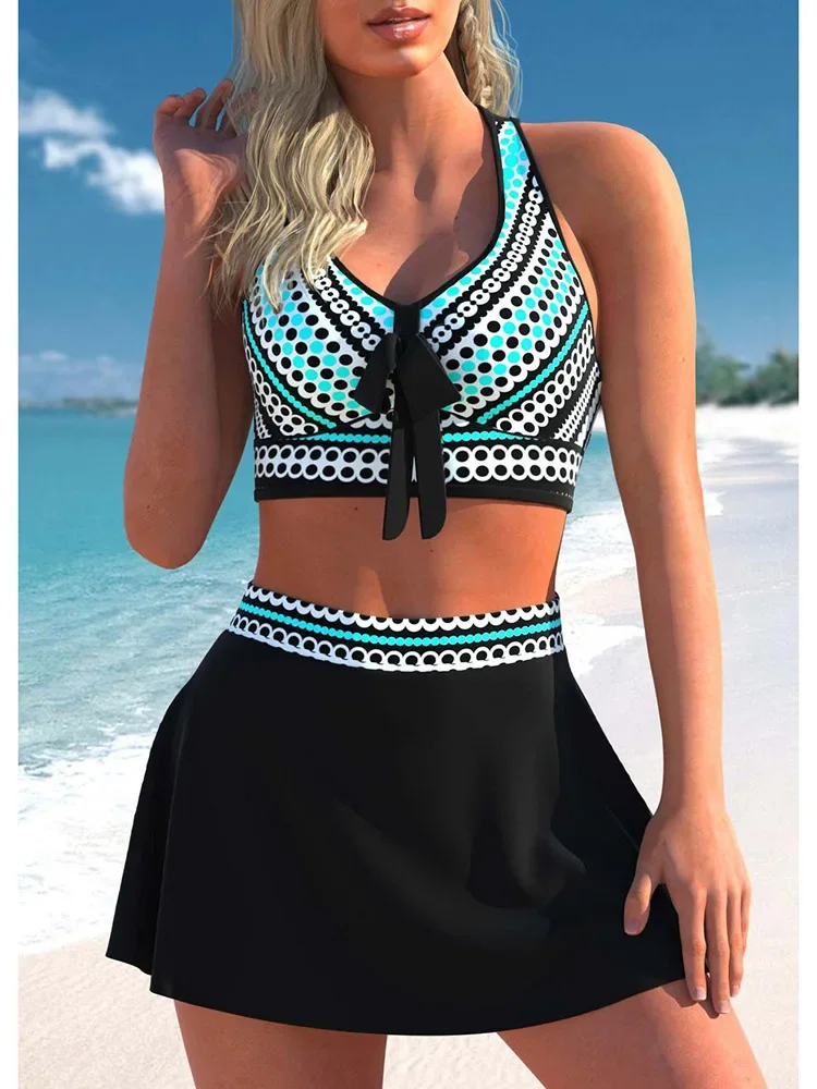 

New 2023 Sexy Two Piece Swimsuit Tankini Swimwear Women Monokini Summer Swimsuit Loose Swim Skirt Ladies High Waist Bathing Suit