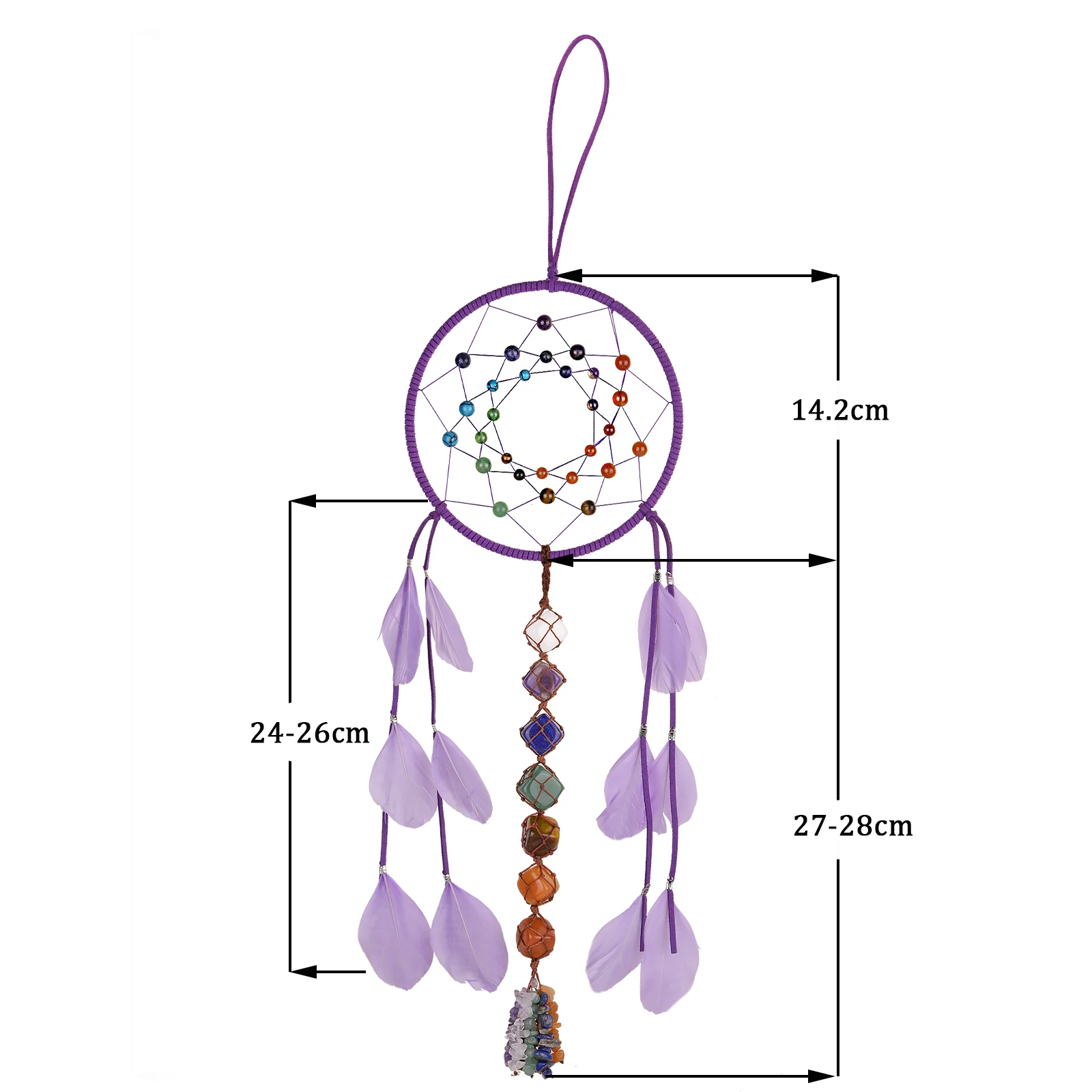 7 Chakra Crystal Stone Wall Hanging Ornament Handmade Dreamcatcher Bohemian Wind Chimes For Home Window Garden Decoration