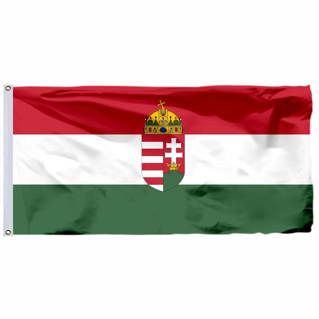 thumbnail image 2 of 3x5 Foot Hungary Flag With Crest – Hungarian National Flag Banner – 100% Polyester, Made In USA 2 of 11