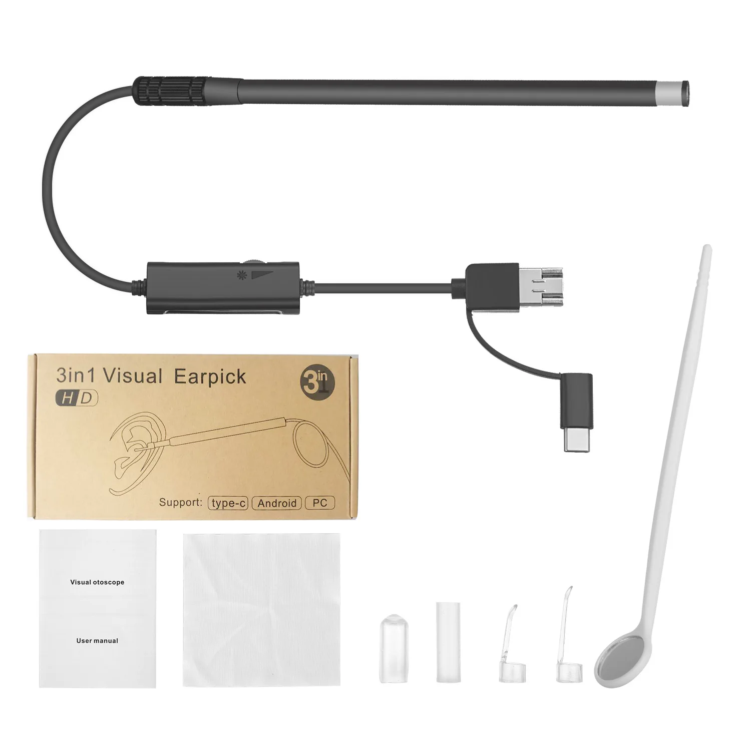 5.5mm Wired Endoscope Camera For Vagina Cervical Inspetion USB/Type-C 3 IN 1 USB Cam IP67 Waterproof 6 Adjustable LEDs 6