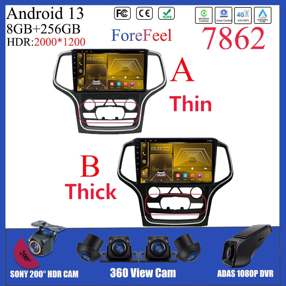 

For Jeep Grand Cherokee WK2 2014 Android Stereo Monitor Radio Multimedia Navigation QLED Screen GPS Player Carplay NO 2DIN DVD