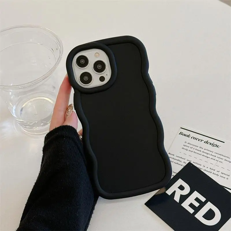 Wavy Edge Love Heart Soft Candy Color Phone Case