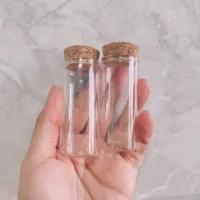 56 PCS Party Glass Bottle 26*30*70mm 30ml DIY Mini Glass Jars Cork Stopper Clear Small Jars Vials Wishing Message Bottles 1