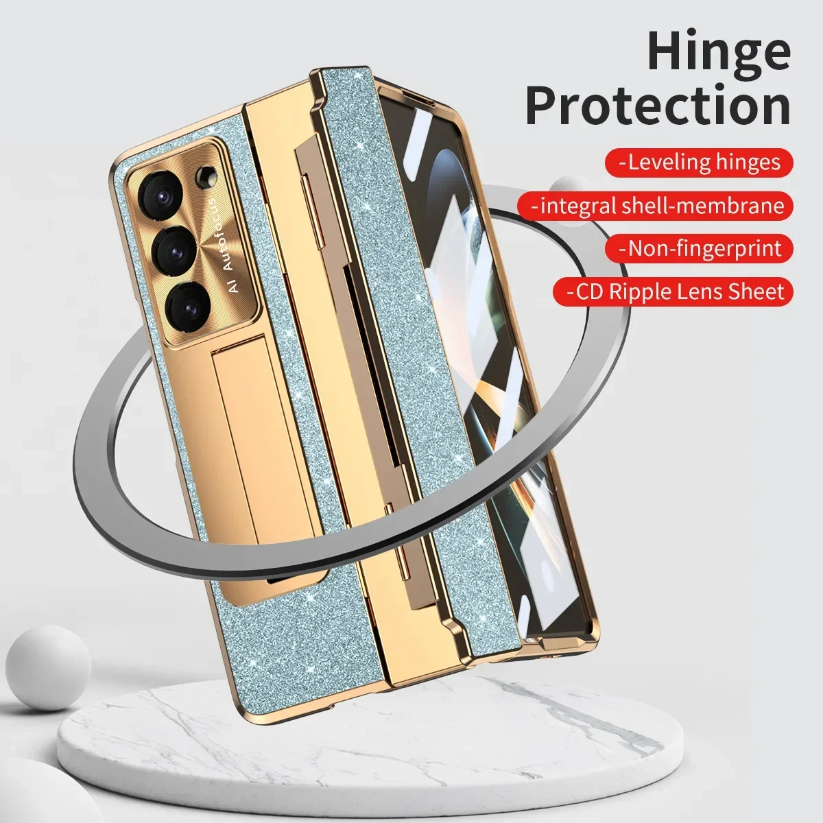 

Magsafe Hinge With Wireless Charging Phone Cases For Samsung Galaxy Z Fold 5 4 3 Case Electroplated Shell Membrane Z-Fold3 Cover