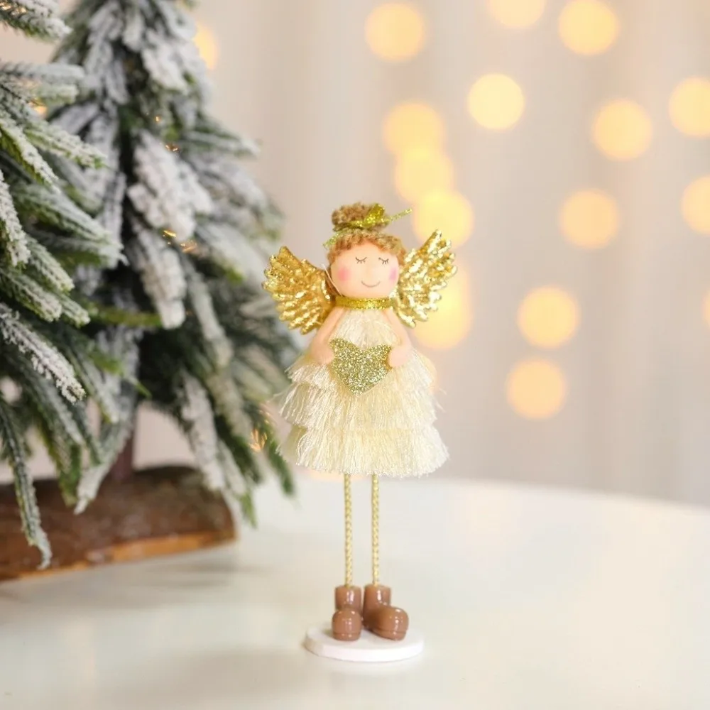 Christmas Angel Girl Figurine Wooden Decorative Ornament