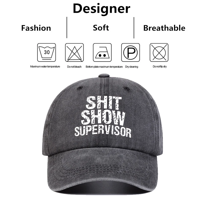 Unisex SHIT SHOW SUPERVISOR Print Baseball Caps Adjustable Casual Sunscreen