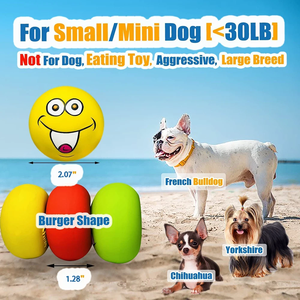 6 Pcs Latex Dog Squeaky Toys Rubber Soft Dog Toys Chewing Squeaky Toy Fetch Play Balls Toy for Puppy Small Pets Dog Accessories 2