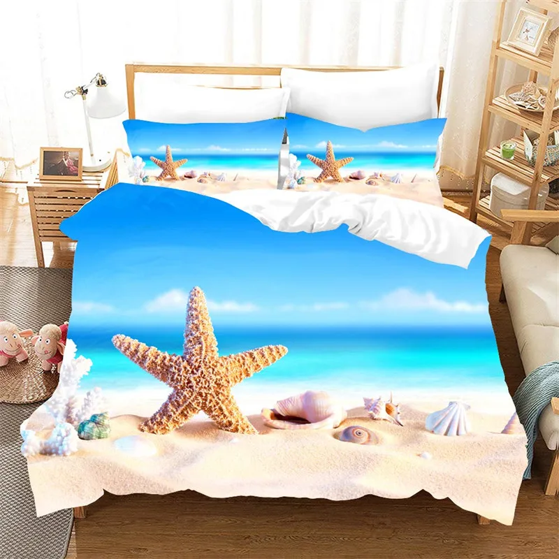 Beach Duvet Cover Set Polyester Tropical Island with The Palm Tree and Sea Beach Nature Theme Double Queen King Size Quilt Cover Sab62b15f1f514a04aa17f4190efe0735U