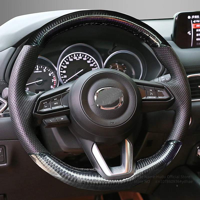 

Оплетка на руль из углеродного волокна, искусственная кожа для Mazda 3