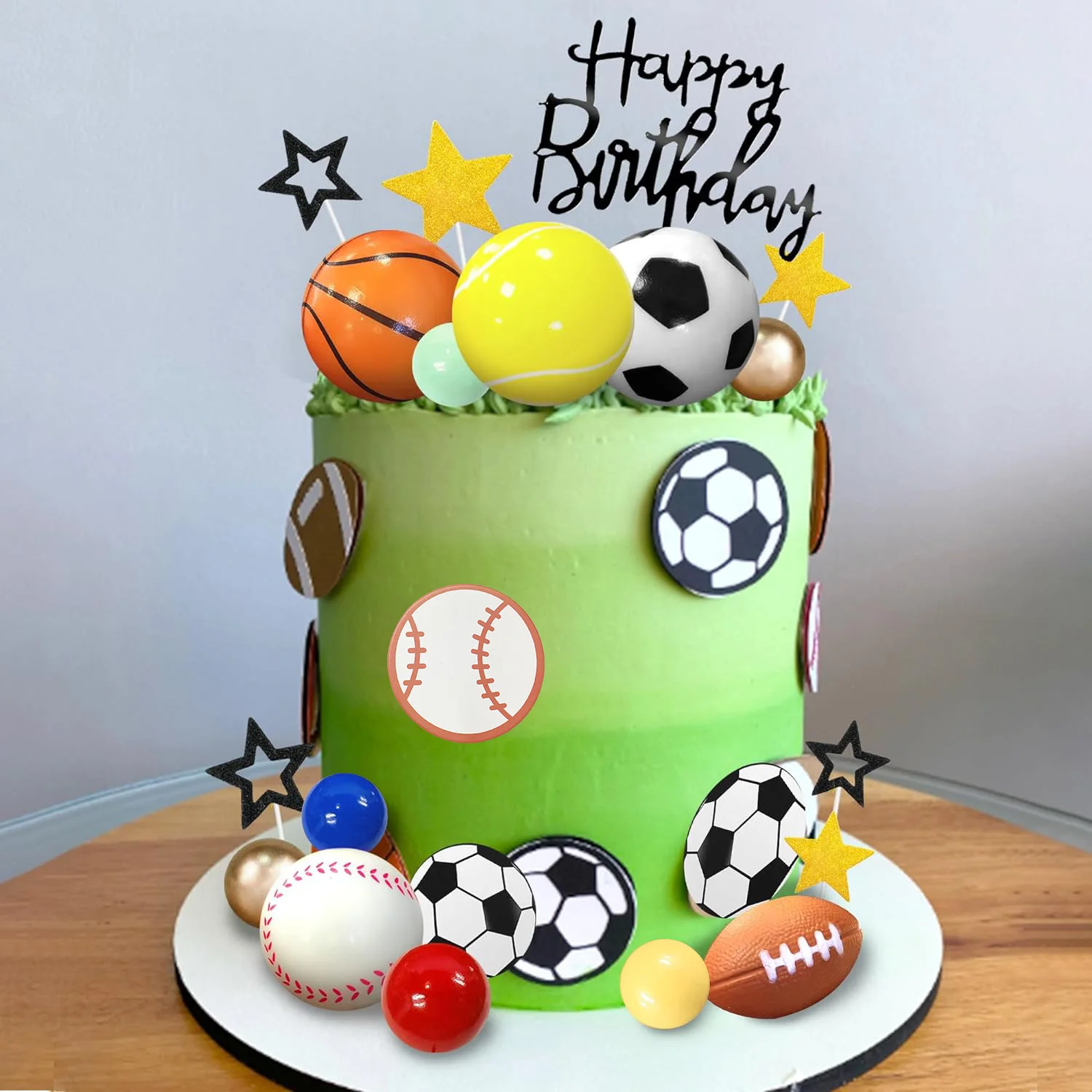 37-teiliges Sport-Kuchenaufsatz, Sport-Kuchendekoration mit Fußball, Fußball, Baseball, Basketball, Tennis, Golf, für Jungen und Herren, Sport-Thema – Detail 11