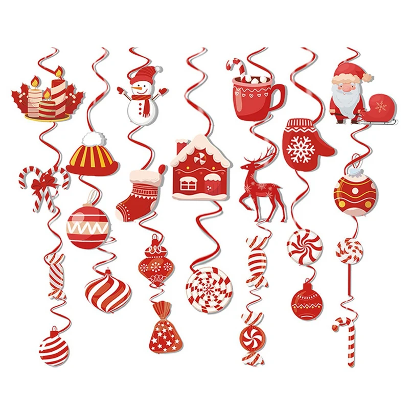 

1Set Christmas Spiral Hanging Set Merry Christmas Candy Decoration Party Theme Hangers Paper