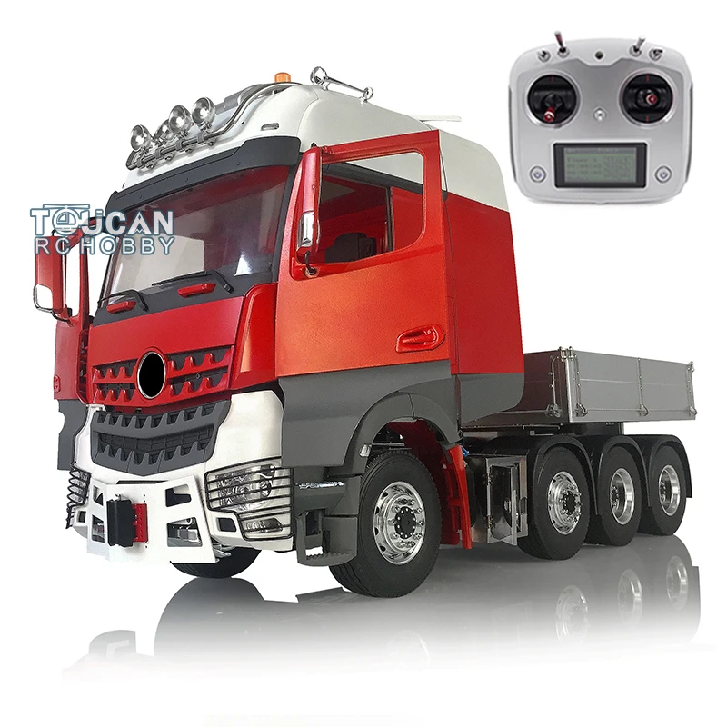 1/14 8*8 LESU RC 3Speed Metal Chassis Tractor Truck Model Painted Cabin W/ Equipment Rack Bucket Light Sound Radio Controller 5