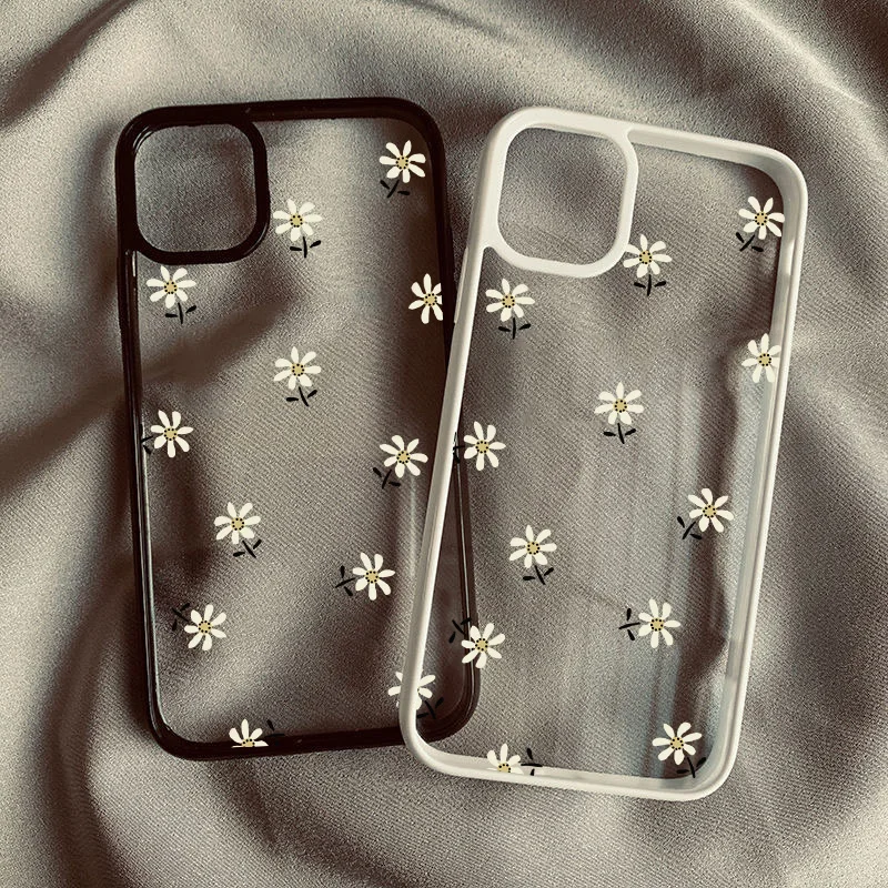 Floral Elegance Clear Hard Phone Case - Trendy Flower Pattern Fashion Accessory