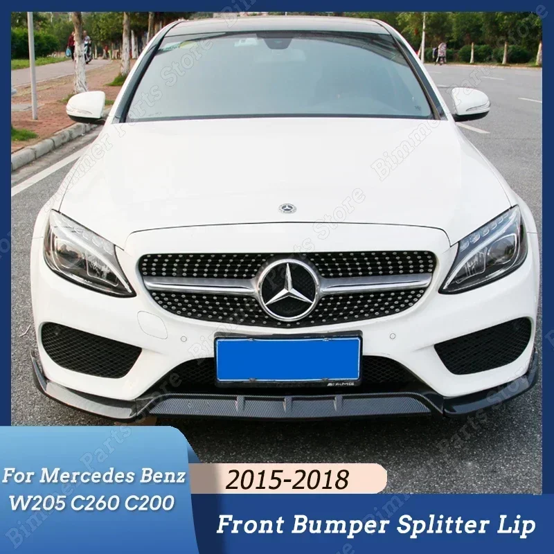 

For Mercedes Benz C Class W205 C300 C160 C200 C350e C260 C200 2015-2018 Car Front Bumper Lip Splitter Spoiler Guard Accessories