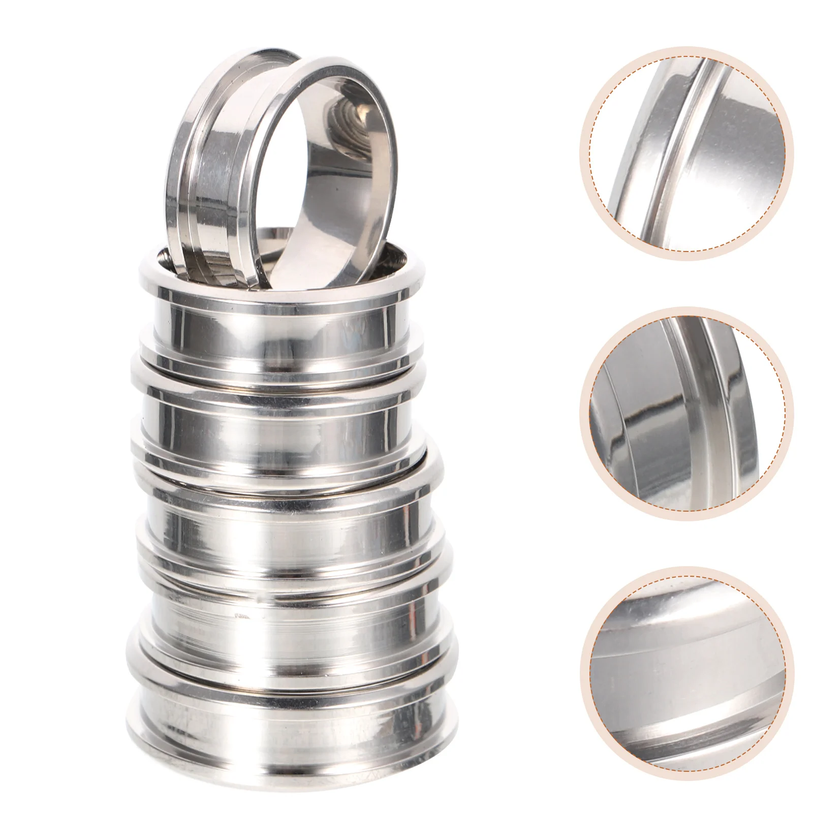 

18 Pcs Stainless Steel Fluted Ring Man Men's Rings Band Finger Decor Polished