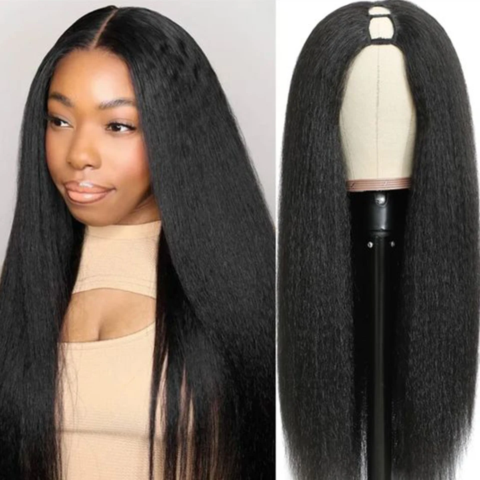 Yaki Straight U Part Wig Human Hair Wigs For Women Yaki Straight U Part Human Hair Wigs Peruvian Remy Glueless 180% Density Wig