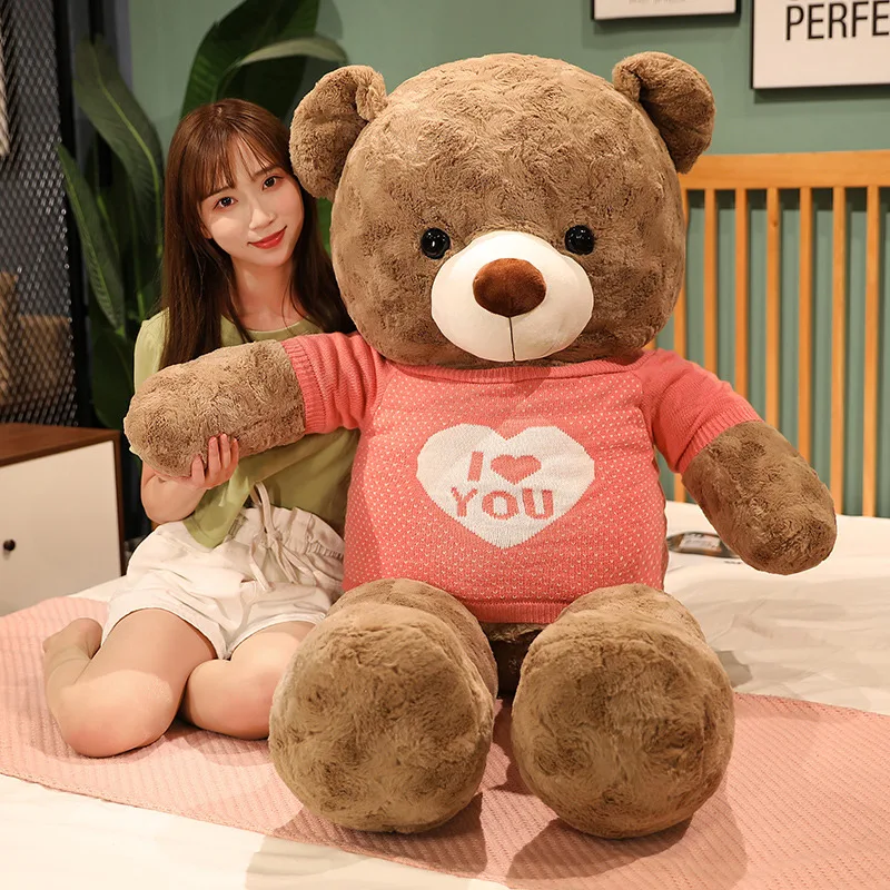 High Quality Huge 4 Colors Teddy Bear With Love Sweater Stuffed Animals Bear Plush Toys Doll Girl Lovers Baby Christmas Gift