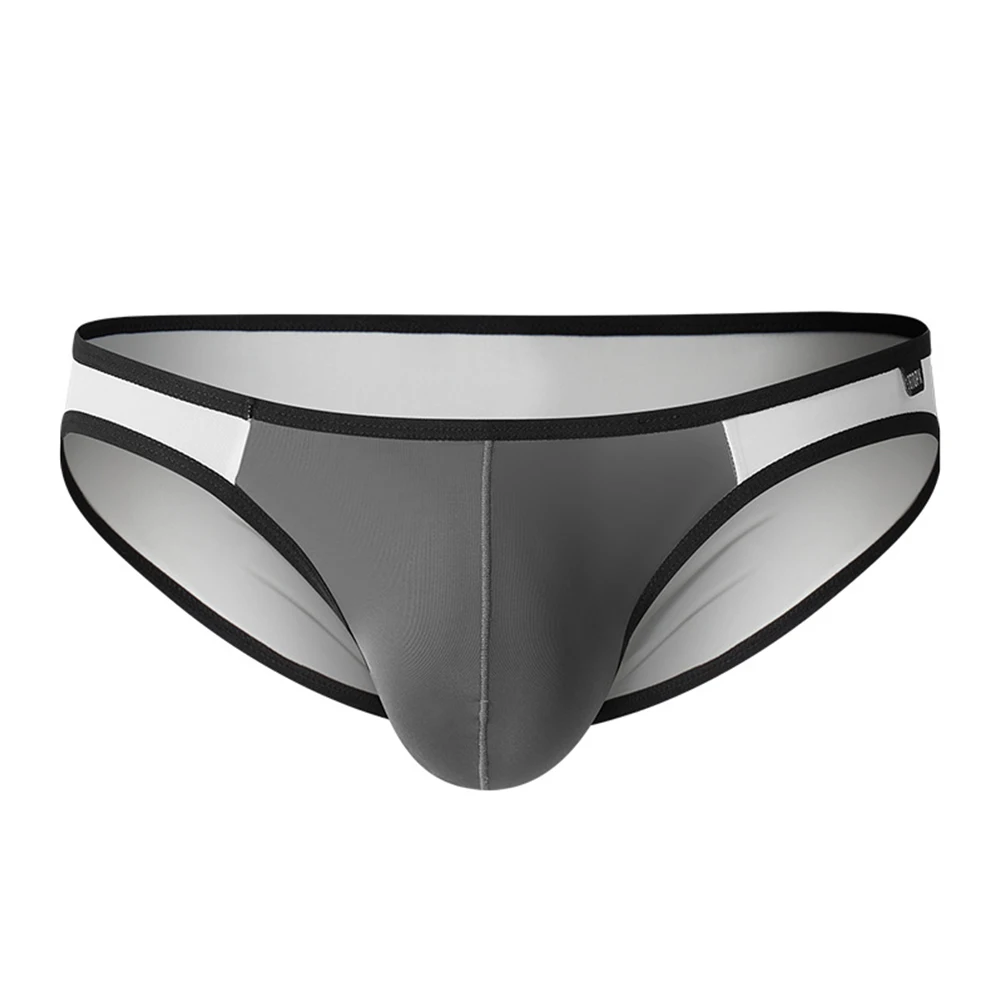 Men Underwear Ultra-thin Transparent Ice Silk Brief Low Waist Underpants Soft Fitness Sports Running Panties Comfort Swimwear low waist mens sissy pouch panties lace floral transparent thongs g string thin bikini beachwear swimwear briefs underwear