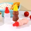 2pcs/Set Cute Mini Bear Seasoning Bottle Squeeze Sauce Bottle Sauce Small Containers Bottles Mustard Honey Ketchup Bottle Suit 1