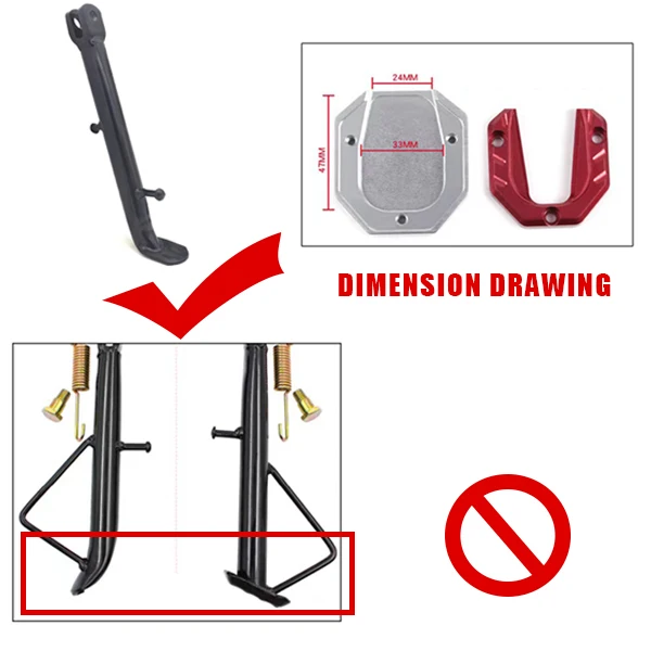 Pata De Cabra Extensor De   Placa De Soporte ⺻ Antideslizante Motocicleta D7YA