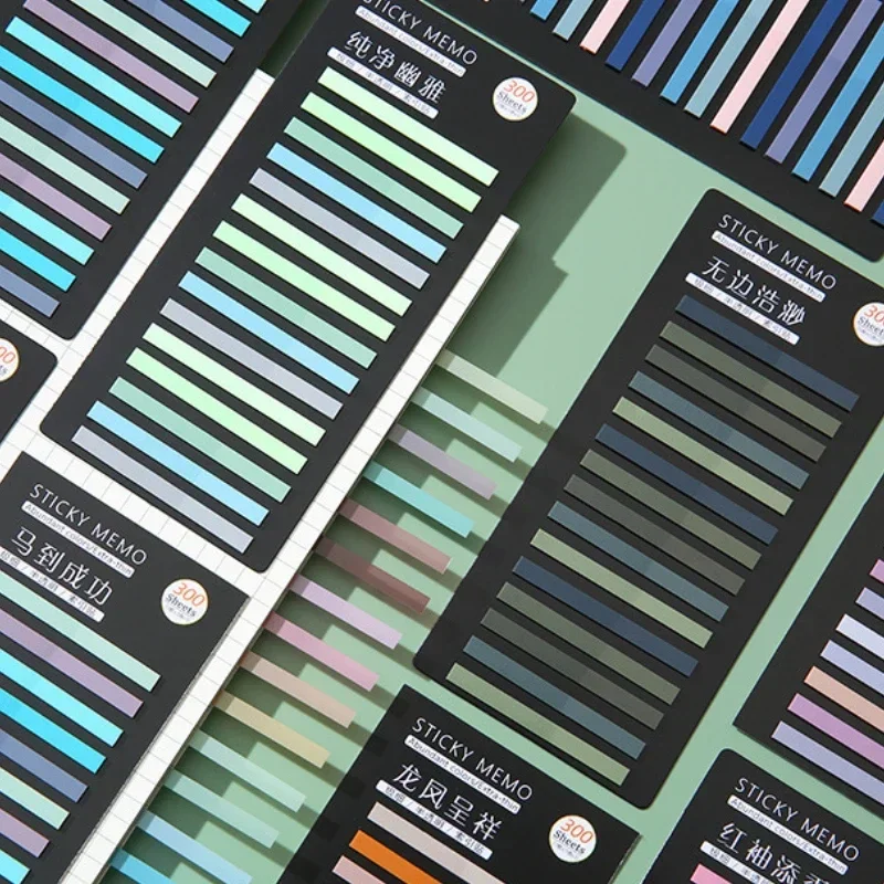 Index Sticker Notes Color Translucent Strips PET 300Pcs Highlight Mark Bookmarks Student Stationery