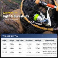 TSURINOYA Ultralight Carbon Spinning Fishing Reel LANIUS 800 1000 1500S 149g Shallow Spool Light Game Reel Stand Trout Wheel 2
