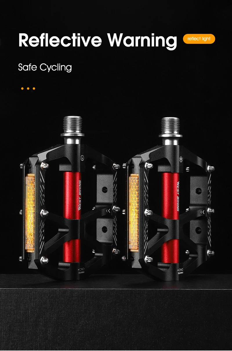 West biking cnc 3 lager fahrrad pedale ultraleichte bmx mtb rennrad pedale rutsch feste reflektierende rad teile aus aluminium legierung – Detail 9