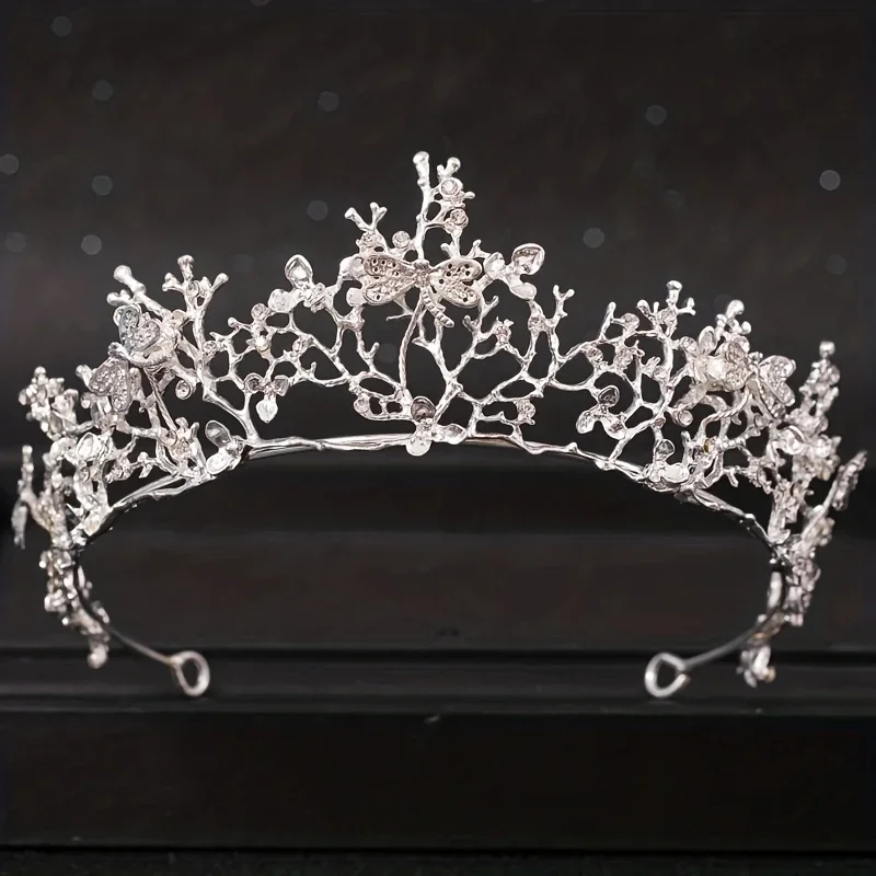 Vintage Wedding Crown Butterfly Rhinestone Crystal Crown Bridal Wedding Hair Accessories Princess Headdress Handmade Gifts jewelry accessories,hair accessory,hair headdress,bridal headwear,hair band crown