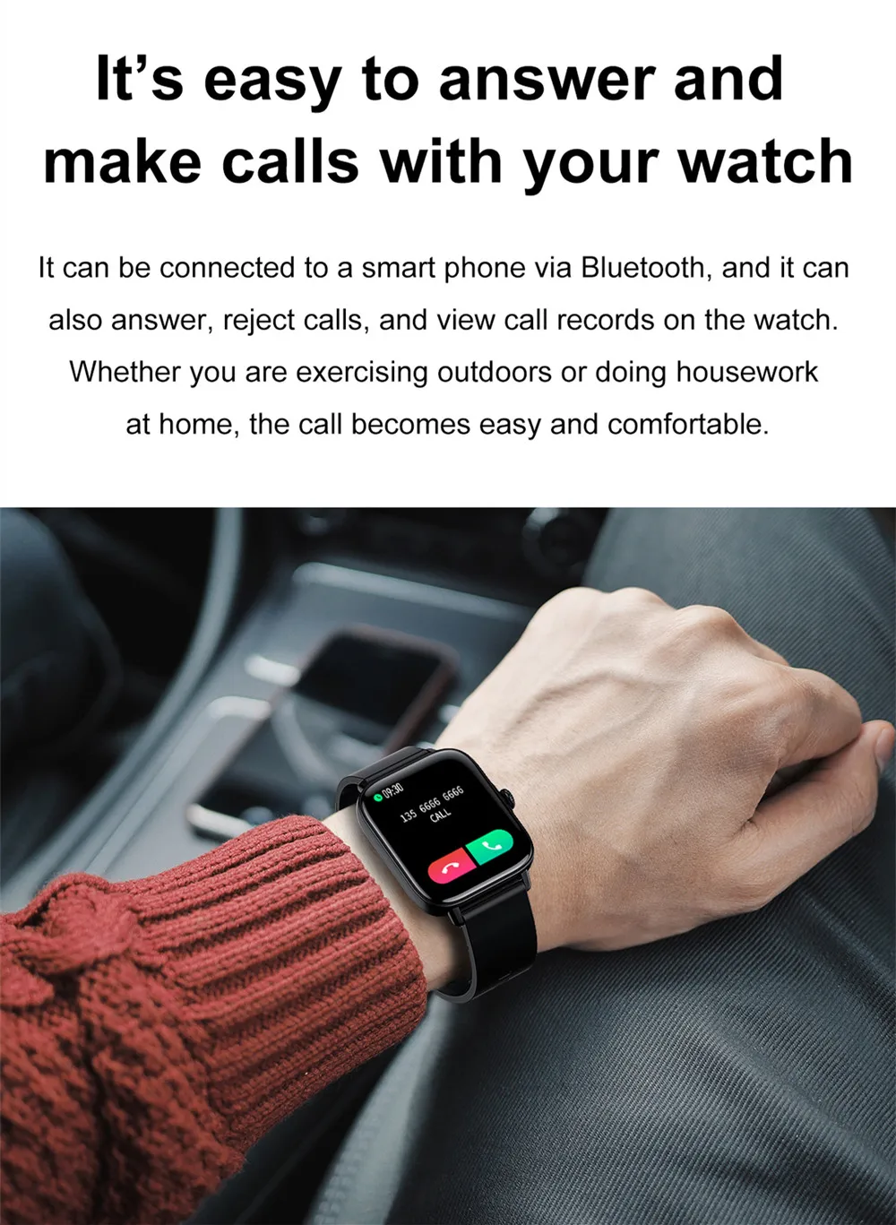 T46S Men's Smart Watch Sports Fitness Tracker Bluetooth 5.0 Call Watch Heart Rate Blood Pressure Monitoring Waterproof Bracelet