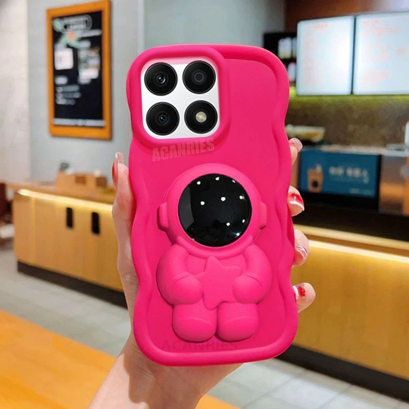 Honorx8 Astronaut Holder Wavy Silicone Case For Huawei Honor X8 X8a X6 4g 5g X7 X7a X7b X8b X9b 90 70 Magic 5 6 Lite Stand Cover_voghion.com