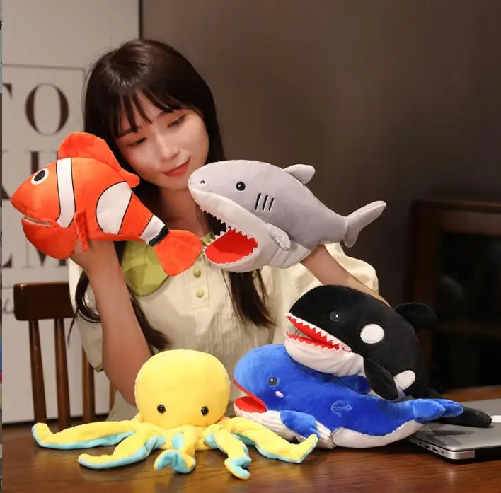 

puppets fishing Dolphin Octopus Whale Shark Sealion Lobster Seahorse Sea Turtle Zebra Fish