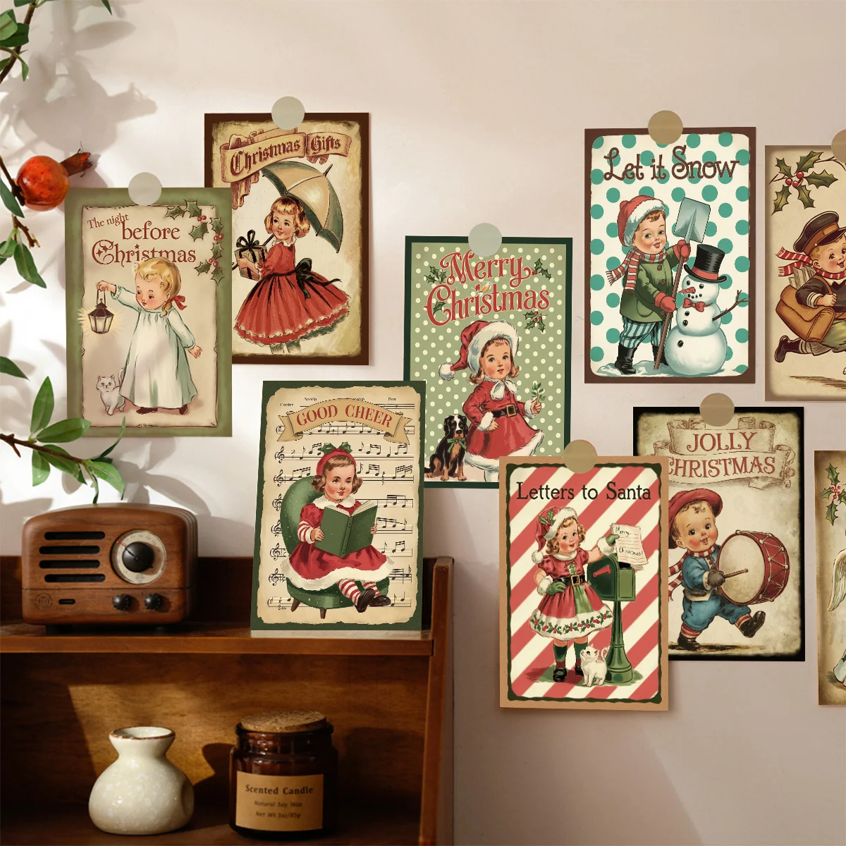 Hallmark Scatola 24 Biglietti Di Natale Vintage Con Buste, 6 Design Colorati 10x15cm