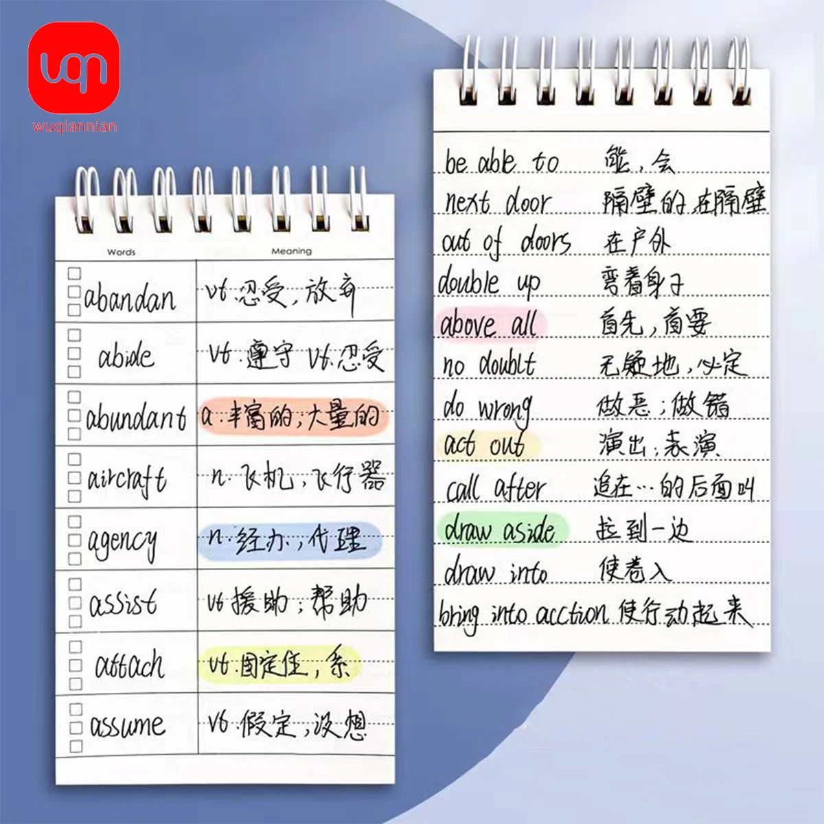 80 Sheets Portable Foreign Languages Word Book Vocabulary Memory Study Notebook School Stationery Student Supplies Kawaii