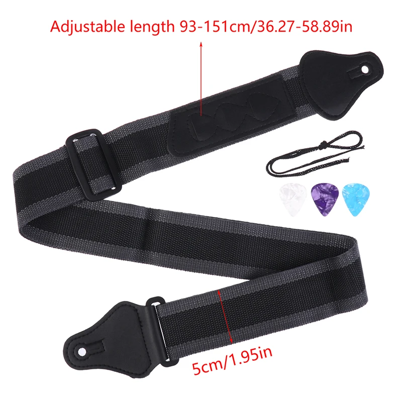Adjustable Electric Guitar Strap with 3 Guitar Picks Holders PU Leather Ends Acoustic Bass Strap Belt Accessories