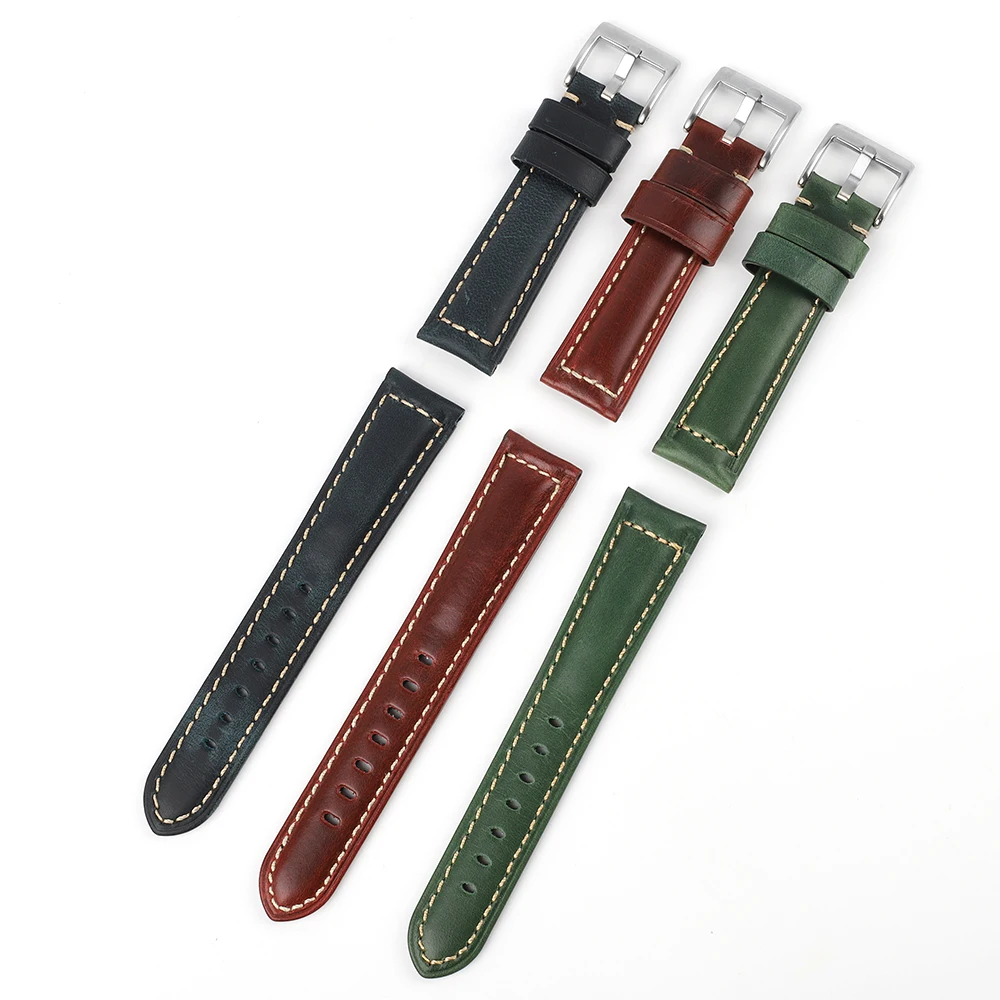 Onthelevel Genuine Leather Watchbadns 18mm 20mm 22mm 24mm Dark Blue Woemn Men Cowhide Watch Band Strap Watch Accessories