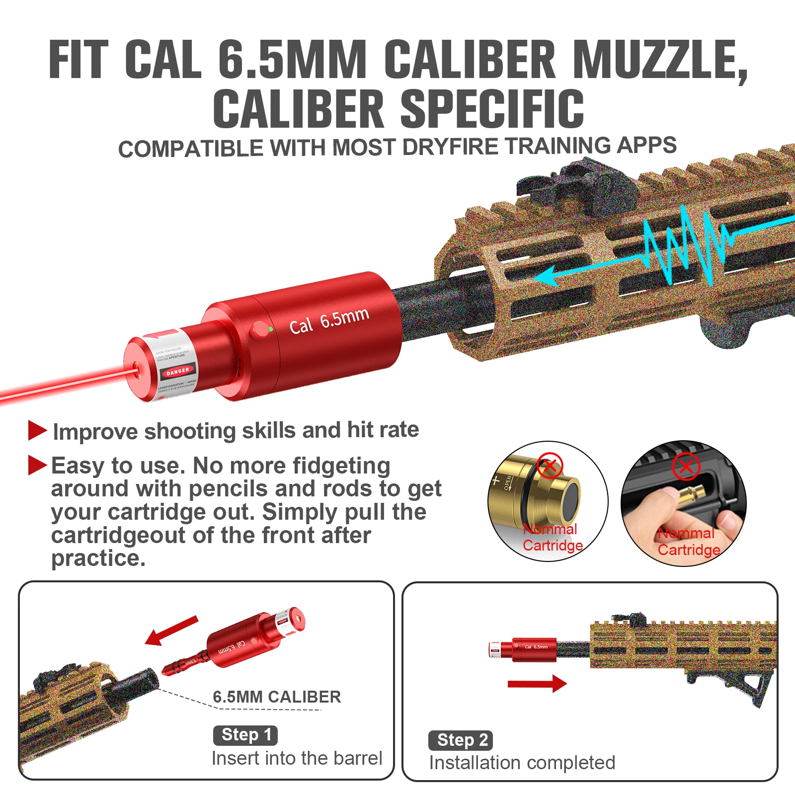 6.5mm Dual purpose Laser Trainer Dry Powder Laser Training Bullet