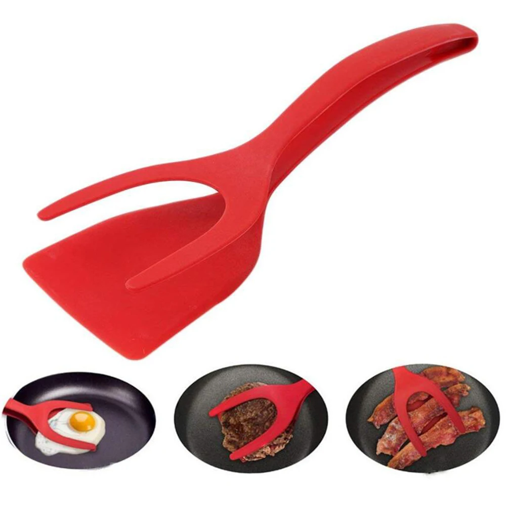 2 In 1 Grip Flip Tong Franse Toast Pannenkoek Ei Klem Siliconen Steak Tang Spatel Antistick Omelet Maken Clip Keuken Gadgets