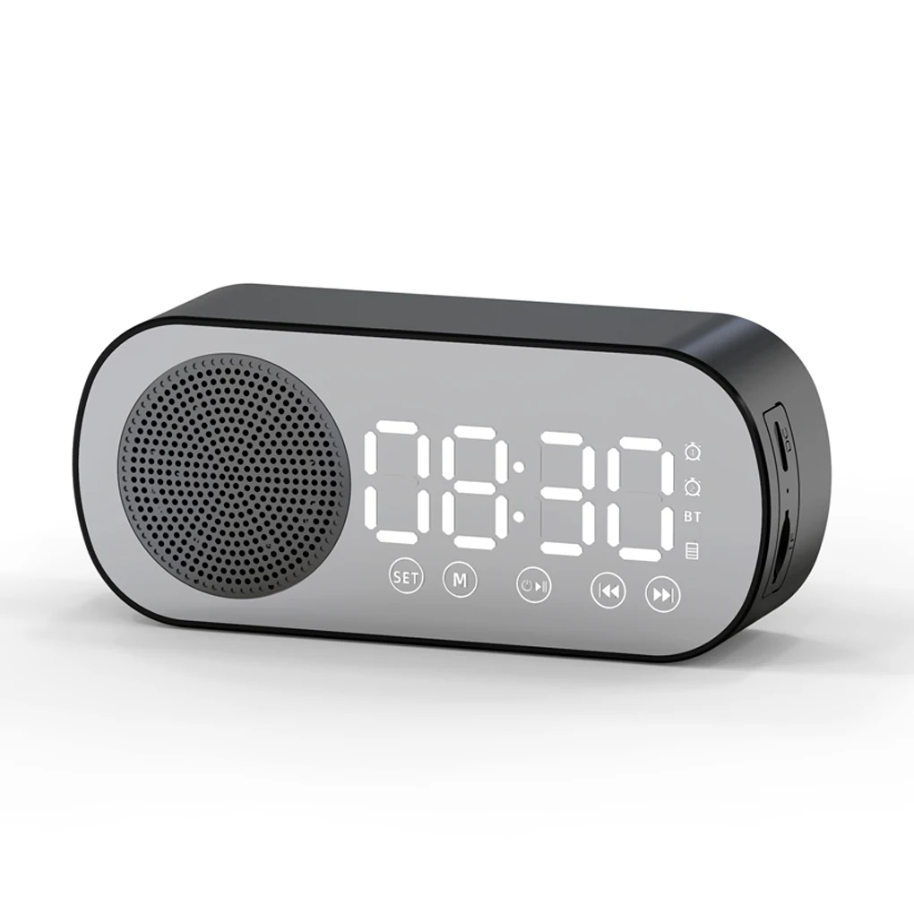 LED Digital Alarm Clock Mirror Surface Button Operation Bluetooth