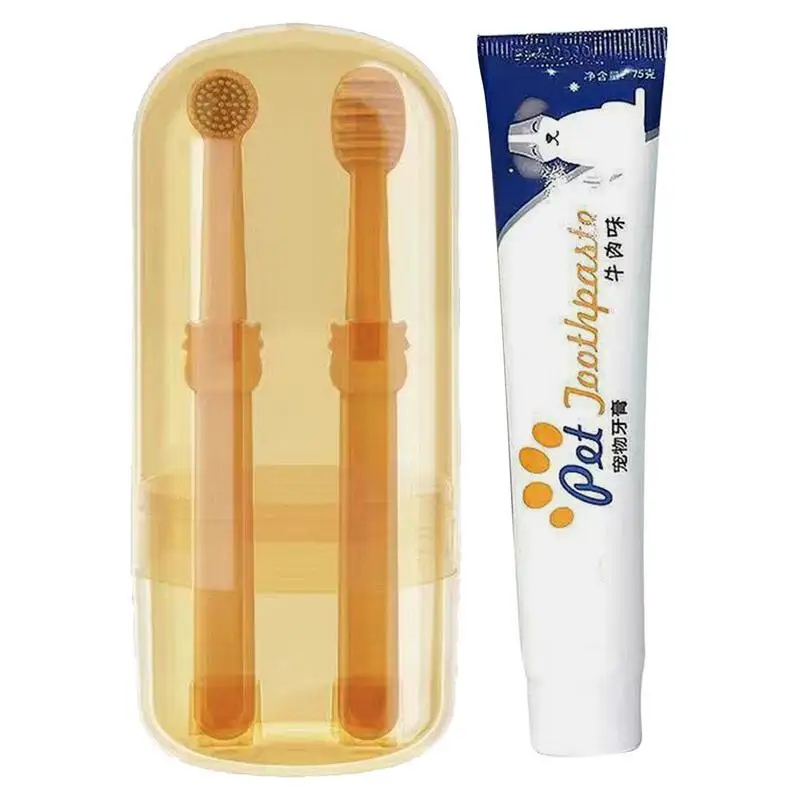 

Dog Toothbrush And Toothpaste Soft Dog Tooth Brushing Kit Dog Teeth Care For All Size Dogs And Cats With Tongue Scraper