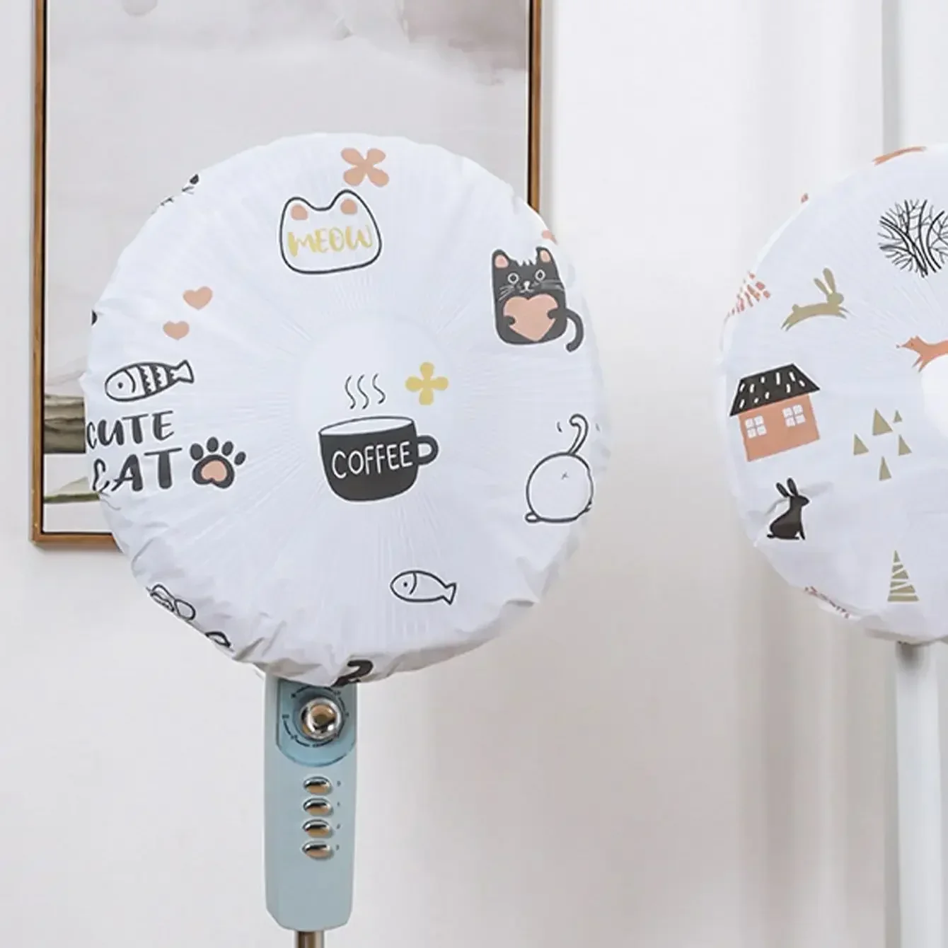 1pc fan protection waterproof dust cover household universal round floor cover random style. fan cover