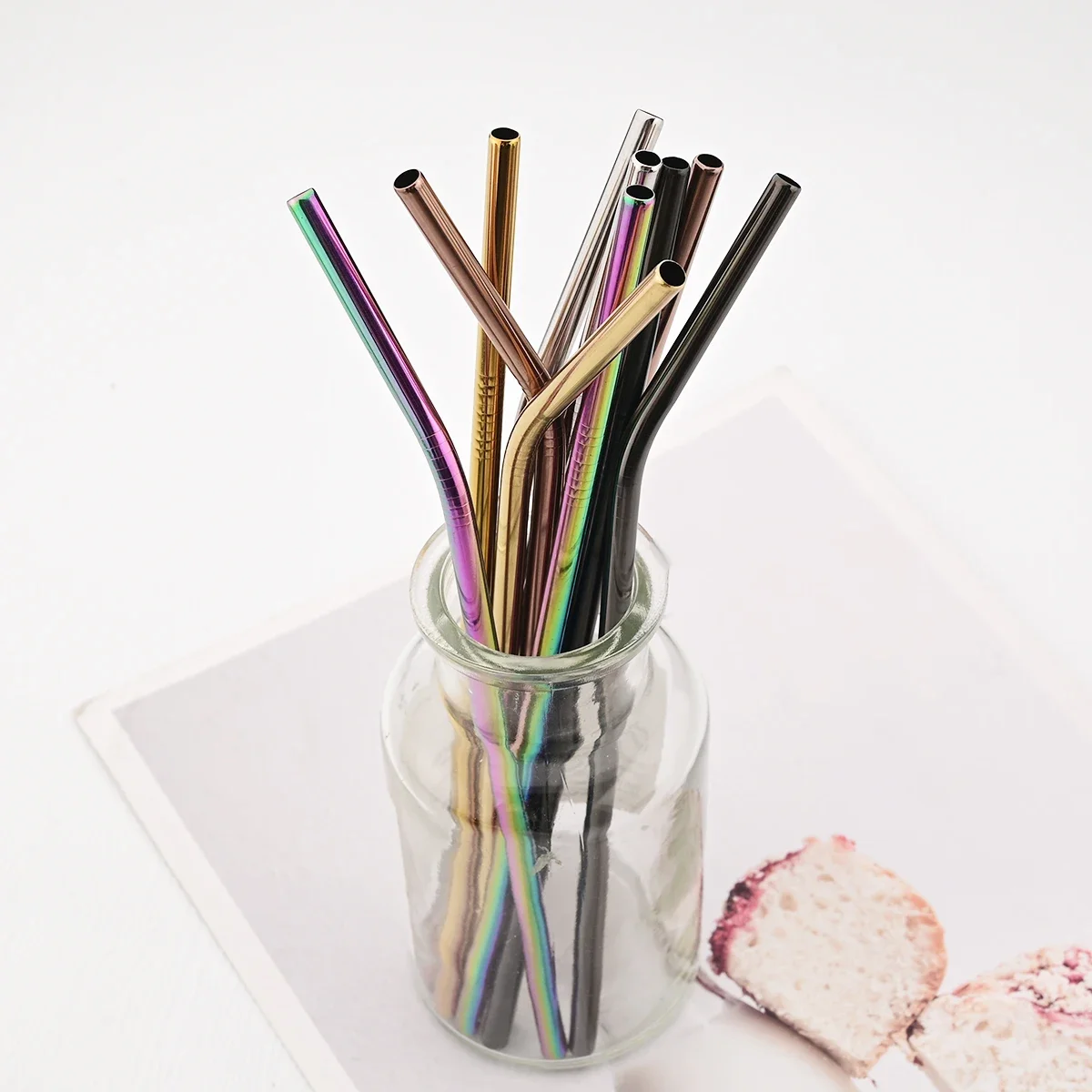Deluxe Stainless Steel Reusable Straw Set with Cleaning Brush & Carry Bag - Eco-Friendly Drinkware Accessories