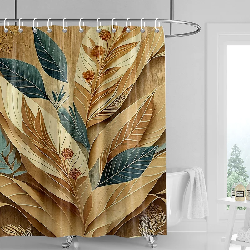 3D Flower Embossed Shower Curtain 180x 200cm Bathroom Toilet Decoration Tropical Plant Partition Curtain Waterproof 5